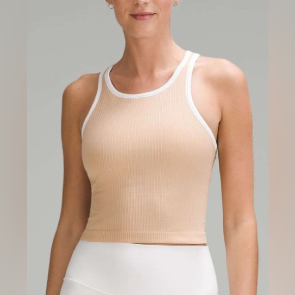 NWT Lululemon Ebb to Street Cropped Tank Light Support B/C Contour//White 6‎ - Picture 1 of 8